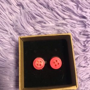 Button red earrings